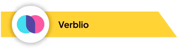 Verblio logo featuring overlapping teal and pink circles on a yellow banner