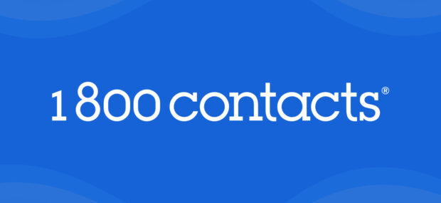 1-800 Contacts logo on a blue background with white text