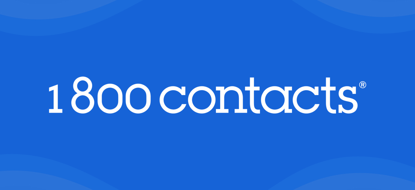 1-800 Contacts logo on a blue background with white text