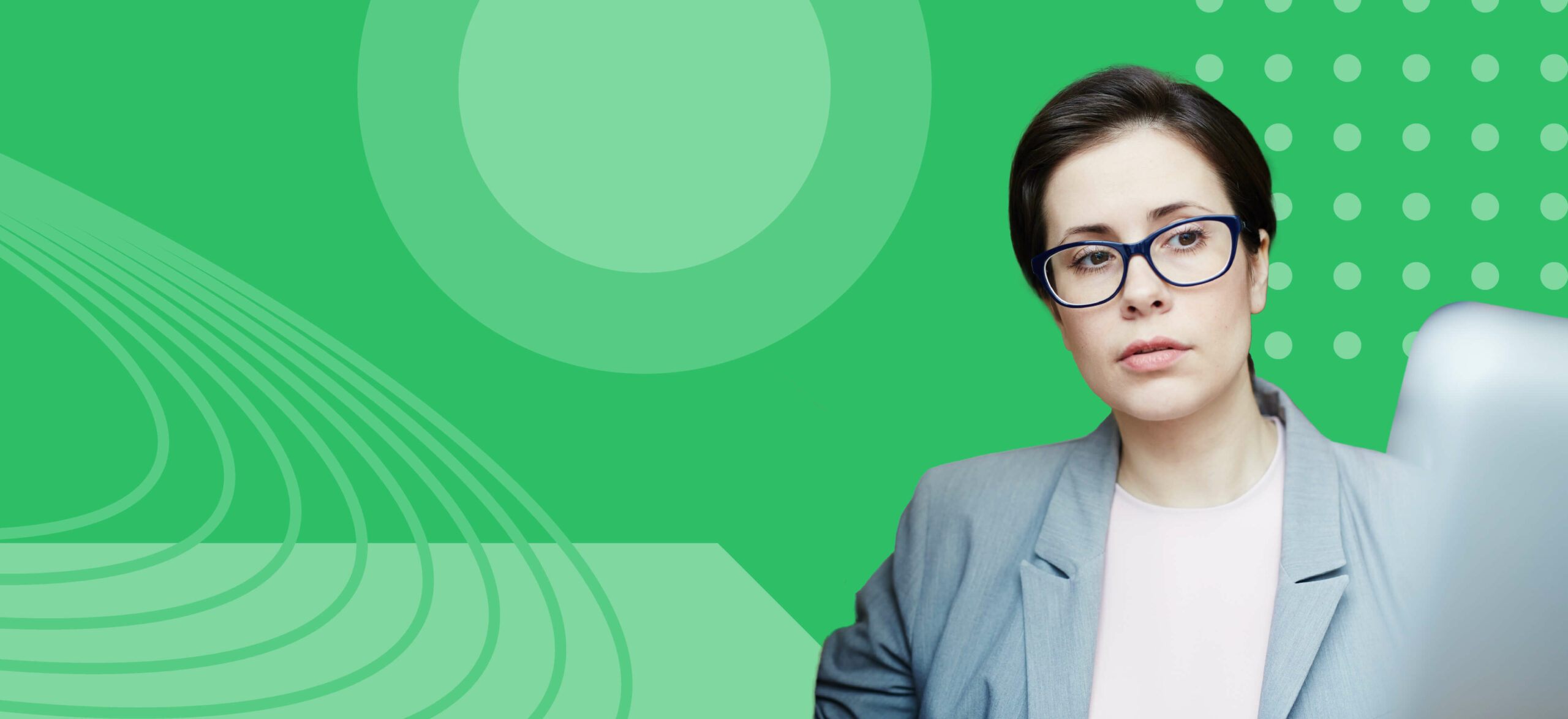 woman with a green background behind